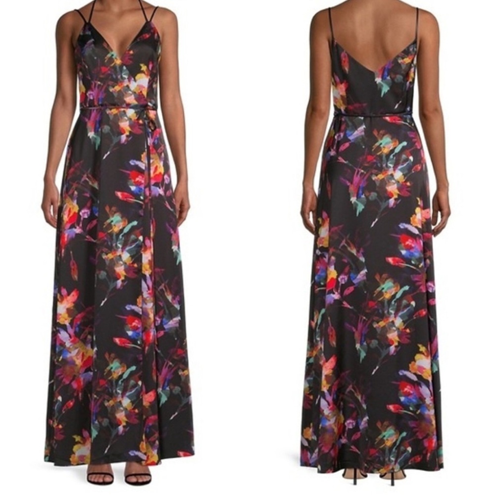 Aidan Mattox Black Floral Maxi Dress